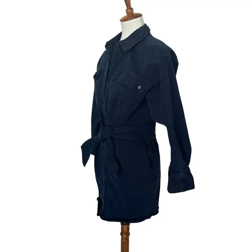 Marissa Webb Denim Shirt Dress SMALL Blue Jean Mini Western Belt Designer $345 - Picture 6 of 9
